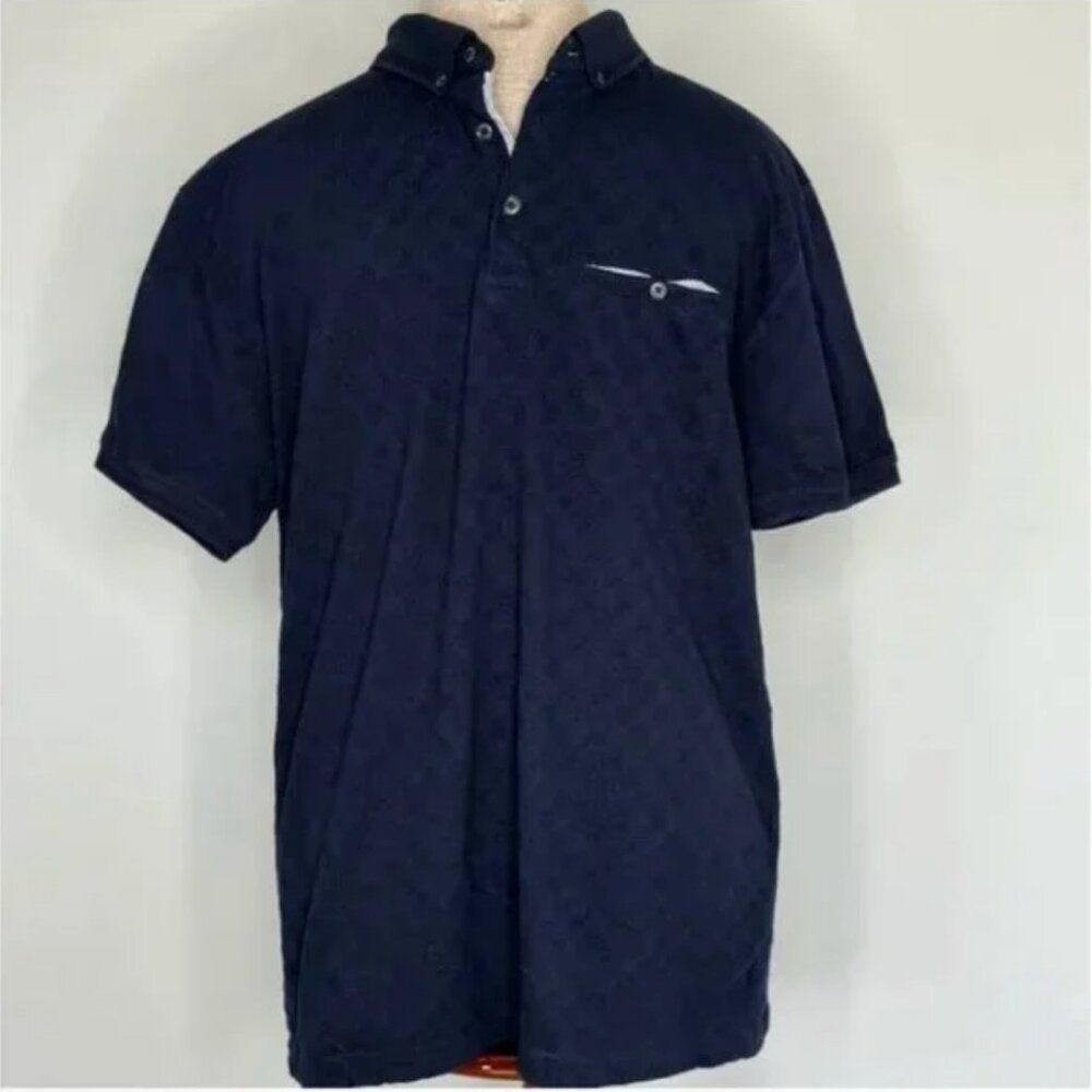 Denim & Flower Men's Blue Short Sleeve Collared Polo Size Large